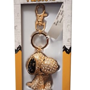 Peanuts Sparkling Gold and Black Bag Charm/Key Chain, NWT